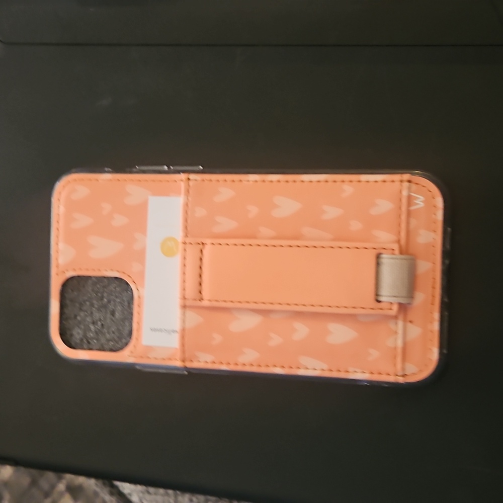 Peach Heart Pattern Phone Case cardholder and Stand for iPhone 11 Pro